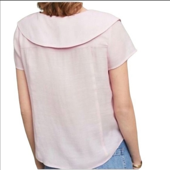 3/$25 Maeve Anthropologie Baby Pink Tortoise Shell Blouse - Picture 2 of 10